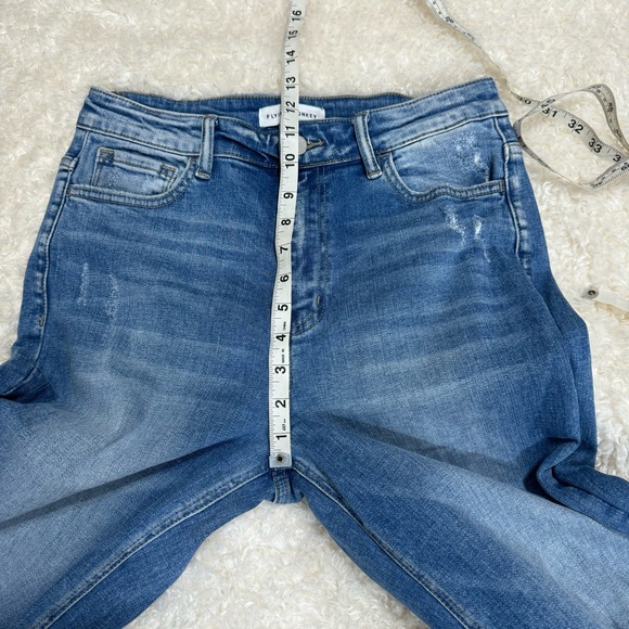 Flying Monkey Jeans Distressed High Rise Medium Wash Straight Leg Size 29 X 32 - Picture 6 of 11